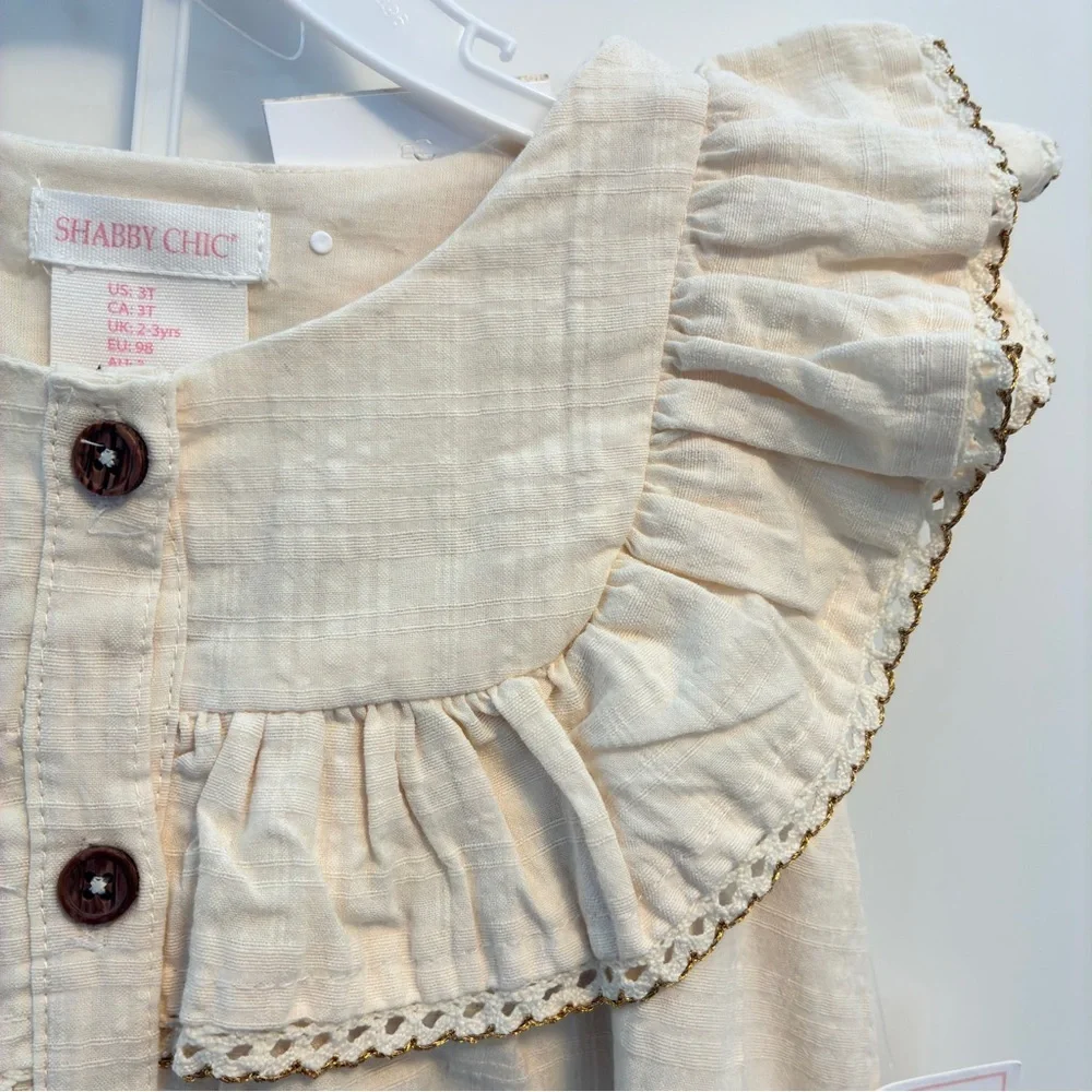 Shabby Chic Toddler Girl's Ruffle Top Leggings Headband 3 Piece Set Size 3T New